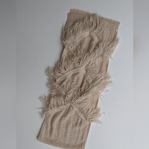 Fringed Knit Sweater in Beige